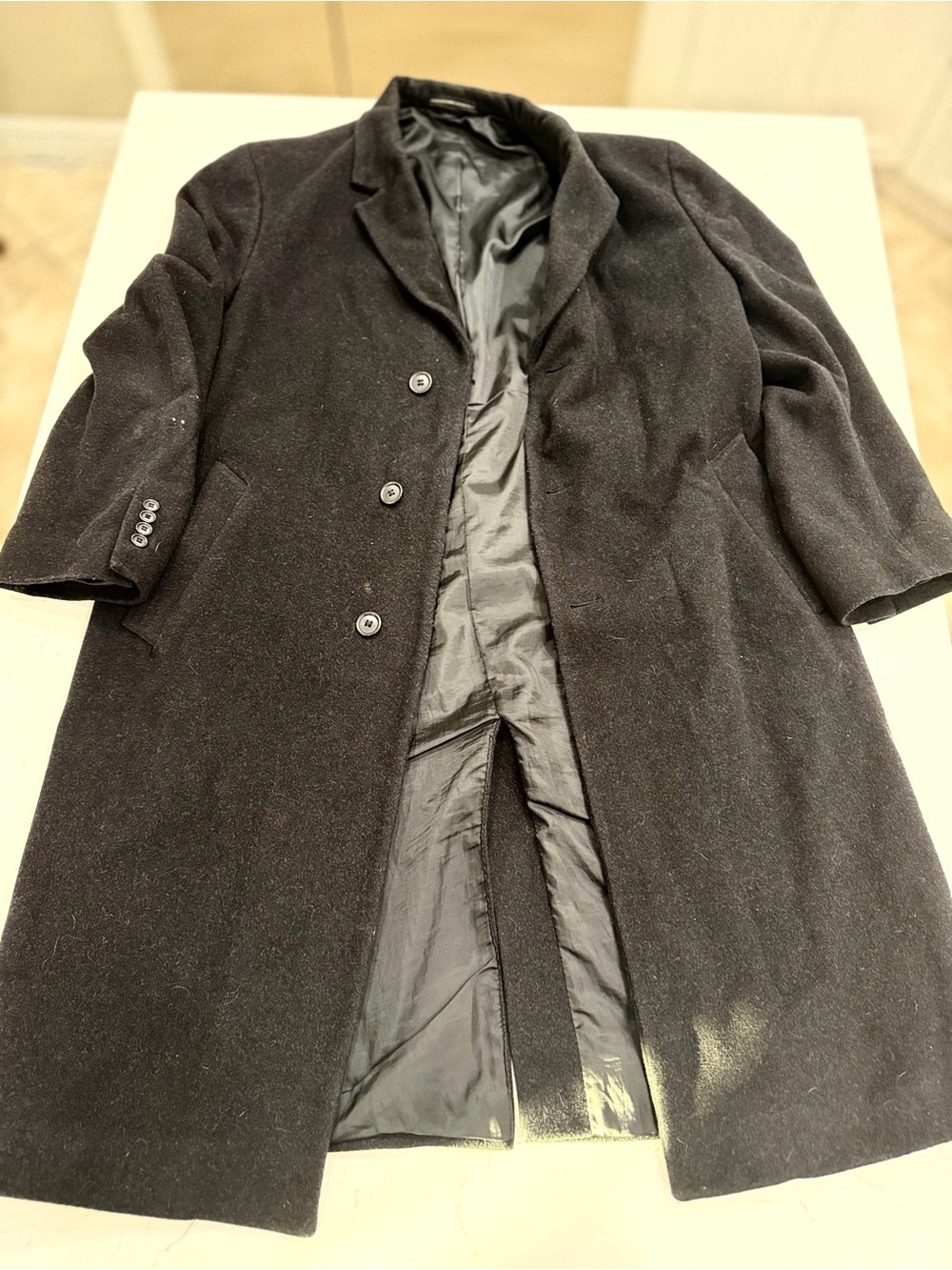 London Fog 42R Black Long Overcoat Made in Dominican Republic 🖤 old money